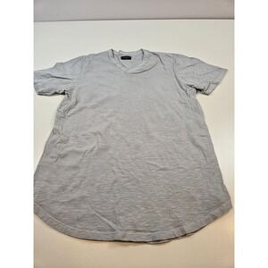 Goodlife Shirt Mens 2XL Gray Slub V Neck Short Sleeve Curved Hem Made USA